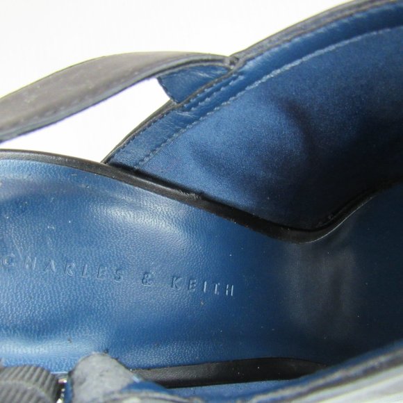 Charles & Keith Black Sling Back Peep Toe Stiletto Heels - Picture 7 of 12